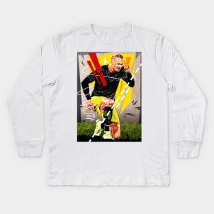 Erling Haaland in Black Kids Long Sleeve T-Shirt